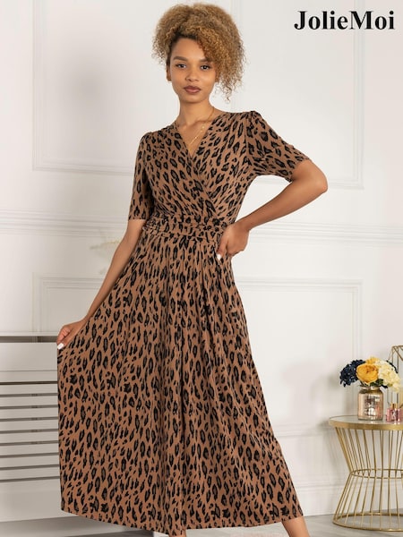 Jolie Moi Brown Printed Akayla Jersey Maxi Dress (C85323) | €50