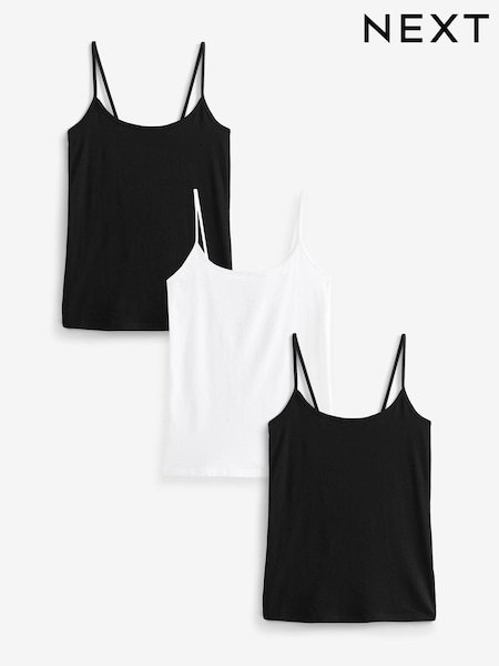 Black/Black/White Thin Strap Vest 3 Packs (C85356) | AED26