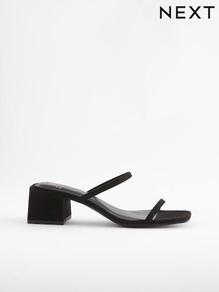 Black Extra Wide Fit Forever Comfort® Two Band Block Heel Mules (C85548) | €16