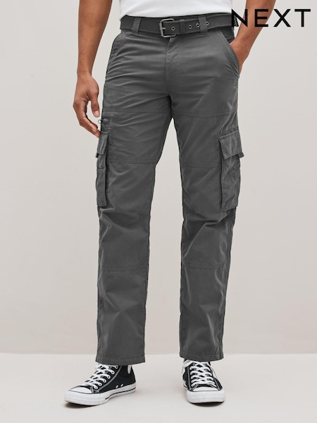Charcoal Grey Belted Tech Cargo Trousers (C86019) | R$ 400