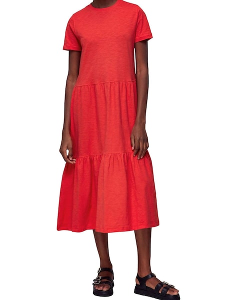 Whistles Red Tiered Jersey Midi Dress (C86169) | €56