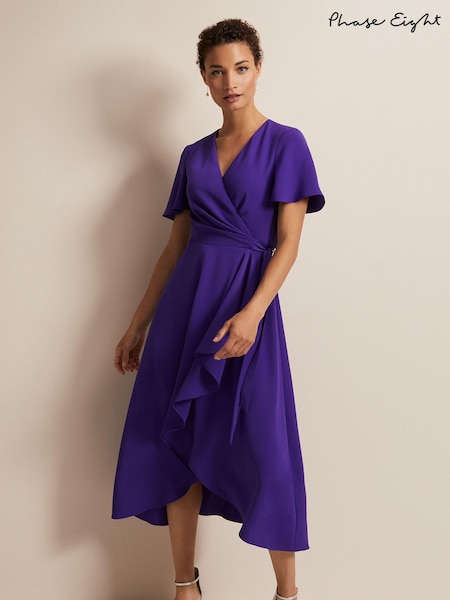 Phase Eight Purple Julissa Ruffle Wrap Midi Dress (C86359) | 59 €