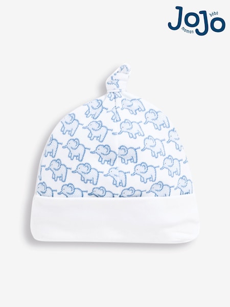 JoJo Maman Bébé Blue Little Elephant Cotton Baby Hat (C86578) | €8