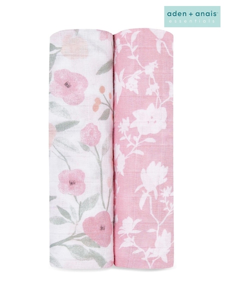 aden + anais Natural Ma Fleur Large 100% Cotton Muslin Blankets 2 Pack (C87177) | AED181