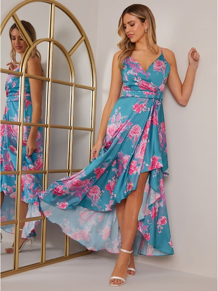 Chi Chi London Petite Cami Floral Wrap Dip Hem Midi Dress (C87191) | €22