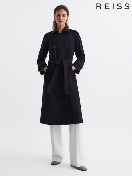 Marineblau - Reiss Kaiya Wool Trench Coat (C87374) | 621 €