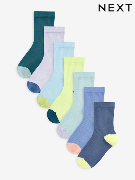 Blau/Petrol - Fein gerippte Socken mit hohem Baumwollanteil im 7er-Pack (C87423) | 6 € - 8 €