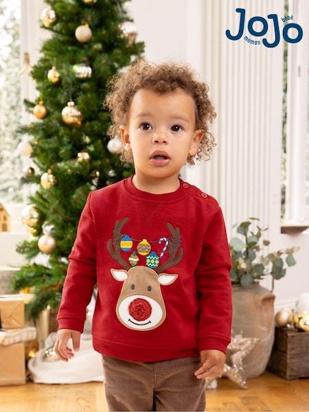 JoJo Maman Bébé Red Reindeer Appliqué Sweatshirt (C87672) | 1,532 UAH