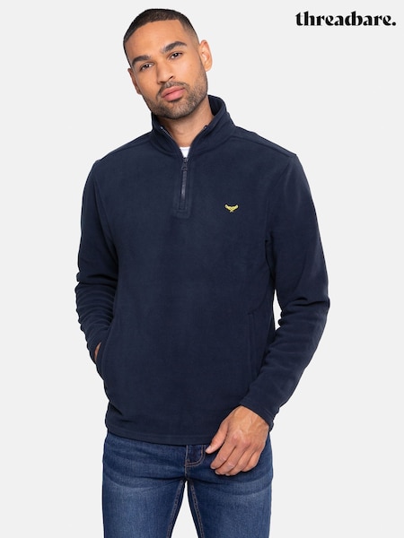 Threadbare Navy Blue Quarter Zip Fleece Sweatshirt (C88028) | AED66