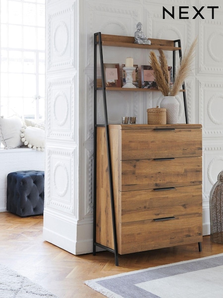 Dark Natural Bronx Ladder Oak Effect Chest of Drawers (C88079) | €520