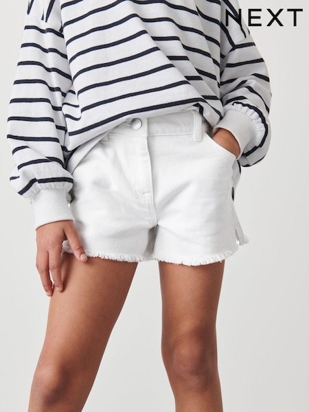 White Regular Length Frayed Edge Denim Shorts (3-16yrs) (C88158) | €13 - €20