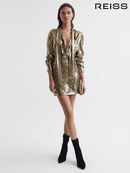 Reiss Miller Metallic Mini Skirt (C88463) | ‏1,079‏₪