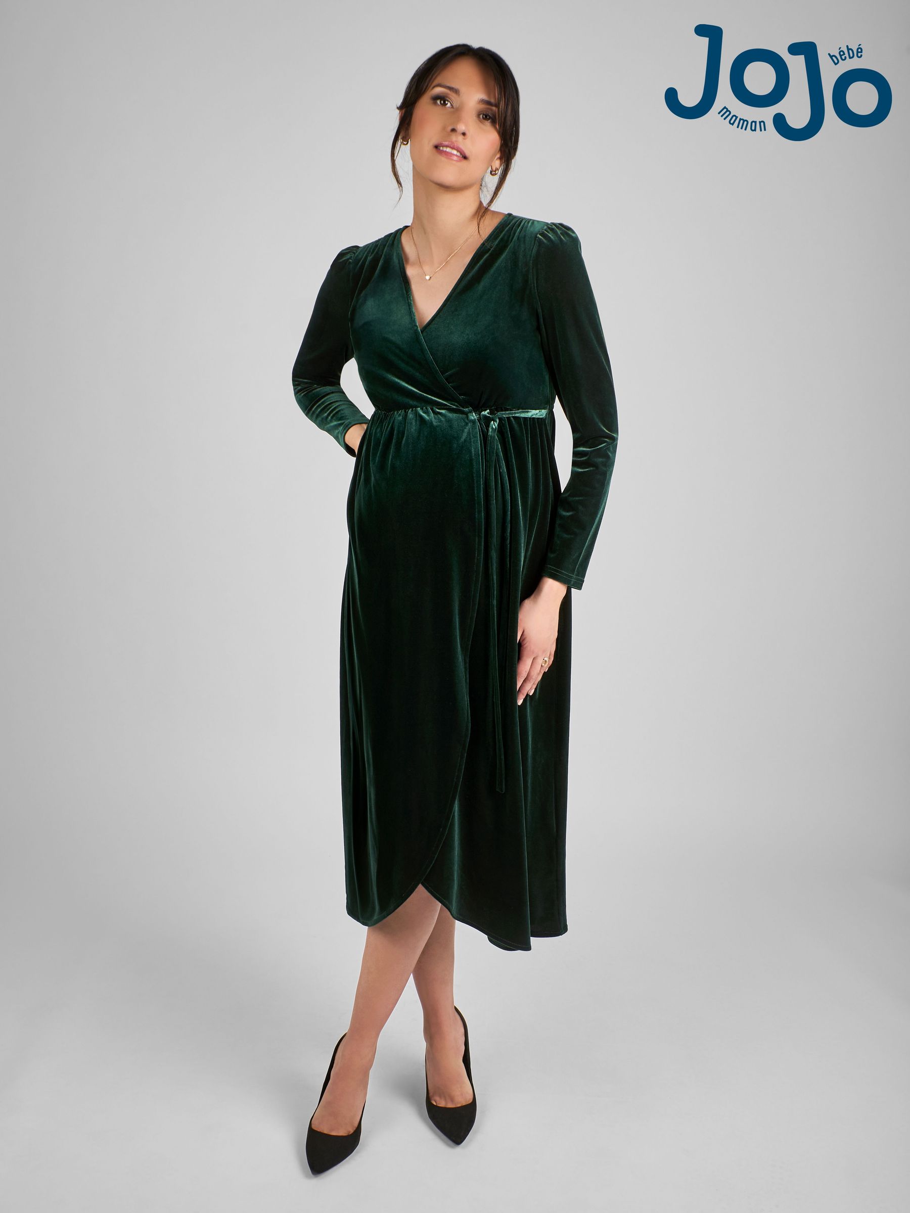 Long velvet maternity dress 2025
