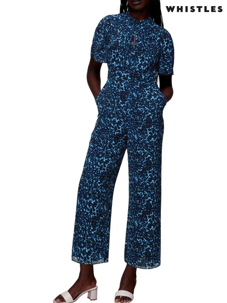 Whistles Blue Brushed Print Jumpsuit (C88679) | €66