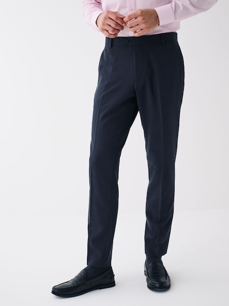 Navy Blue Skinny Machine Washable Plain Front Smart Trousers (C88737) | AED41