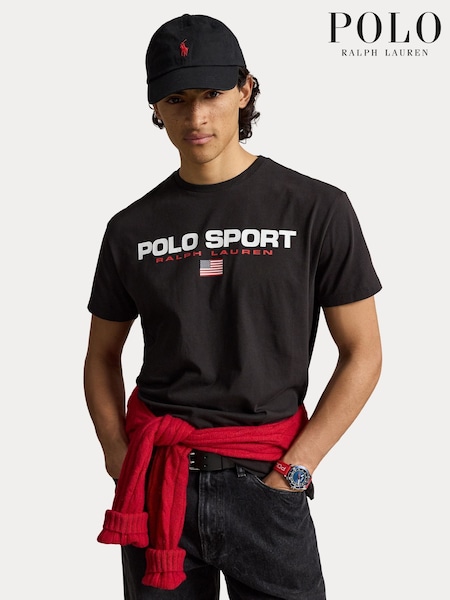 Black - Regular Polo Ralph Lauren Sport Logo T-shirt