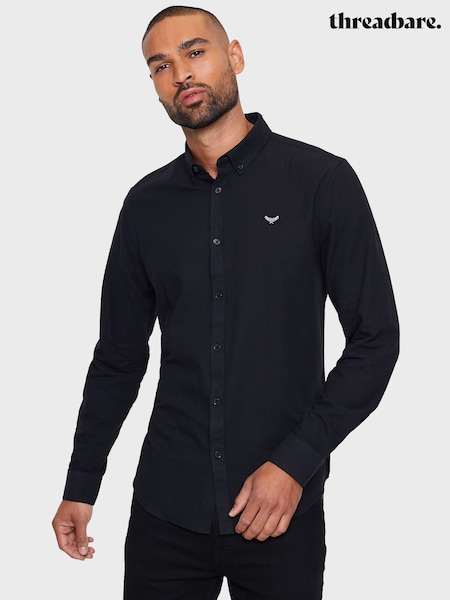Threadbare Black Oxford Long Sleeve Shirt (C89613) | €34