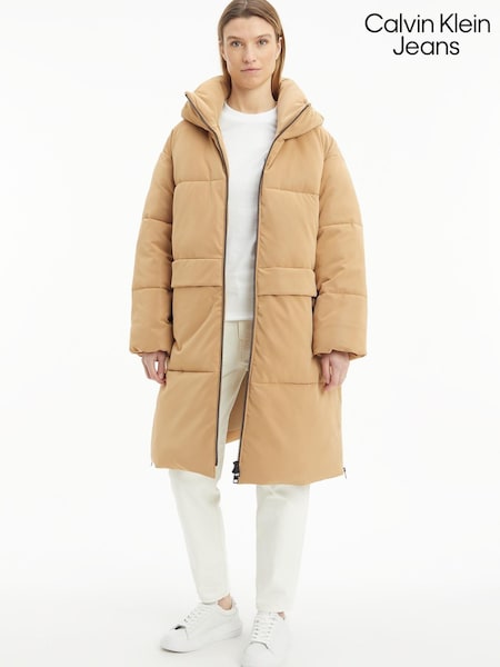 Calvin Klein Jeans Oversized Cream Faux Suede Puffer Jacket (C89750) | €77