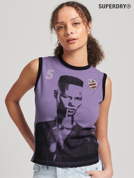 Superdry Purple 100% Cotton Ringspun Allstars GJ Vintage Re-Issue Vest Top (C90378) | €35