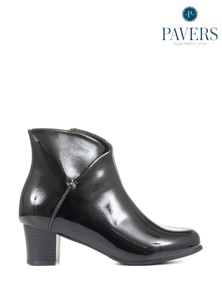 Pavers Light Black Pavers Black Wider Fit Block Heel Ankle Boots (C90507) | €41