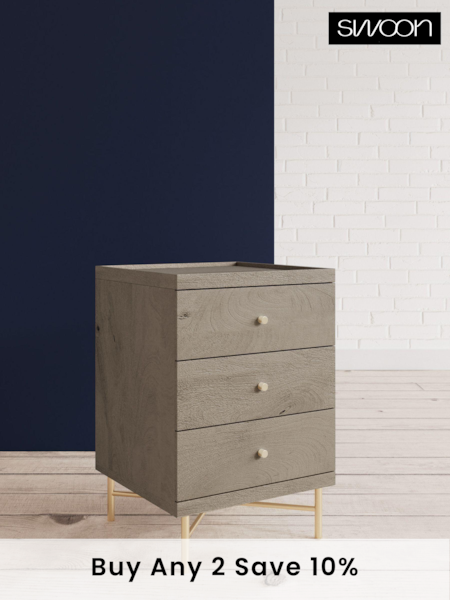 Swoon Grey Halle Bedside Table (C90679) | €365