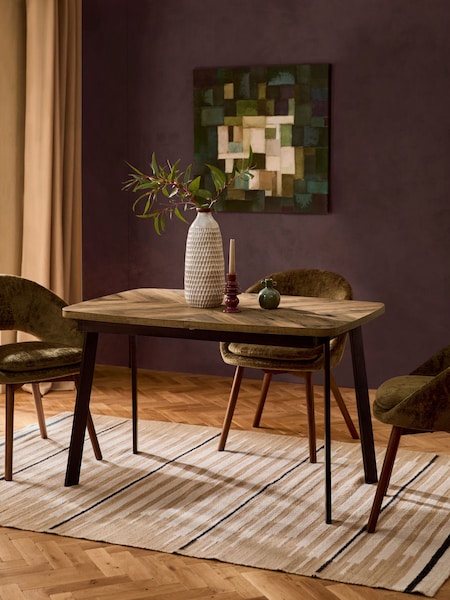 Dark Bronx Chevron 4 to 6 Seater Extending Oak Effect Dining Table (C90682) | €550