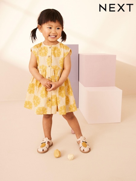 Yellow Flower Button Through Summer Dress (3mths-8yrs) (C90786) | €3.50 - €5