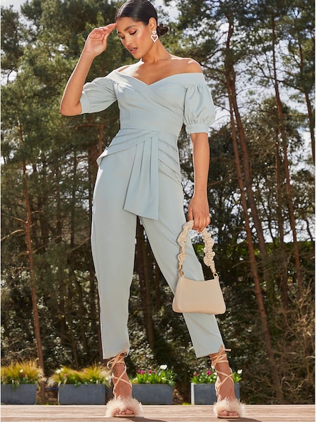 Chi Chi London Puff Sleeve Bardot Jumpsuit (C90880) | €29