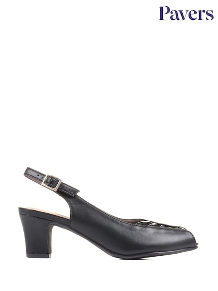 črna - Pavers Peep Toe Slingback High Heels (C90997) | € 53