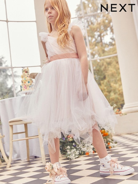 Blush Pink Tulle Bridesmaid Dress (3-16yrs) (C91610) | €34 - €39