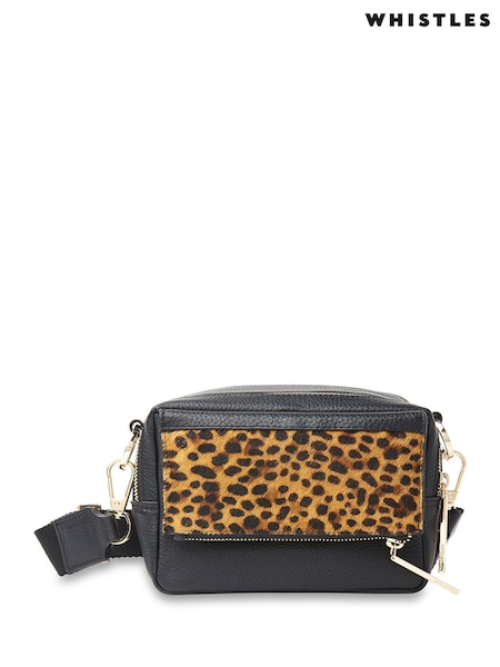 Whistles Black Leopard Bibi Cross-body Bag (C91693) | ₪649