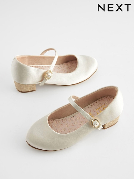 Ivory Wide Fit (G) Mary Jane Flower Girl Heel Shoes (C91860) | € 34 - € 44