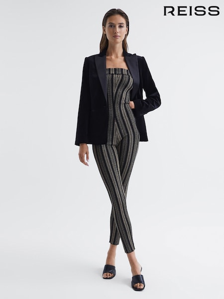 Reiss Black/Gold Paris Knitted Metallic Jumpsuit (C91927) | AZN 471
