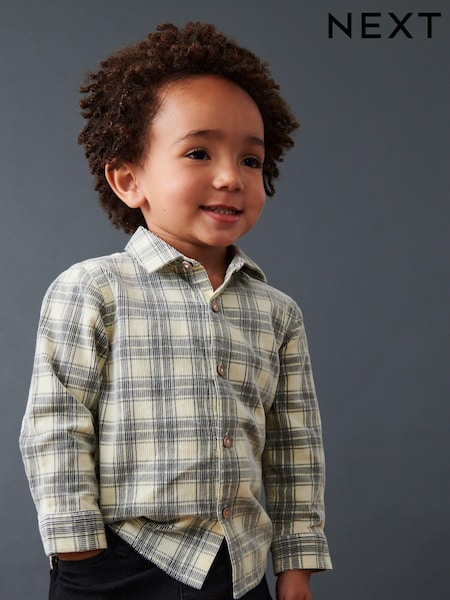 Ecru Cream Check Corduroy Long Sleeve Shirt (3mths-7yrs) (C92033) | € 4
