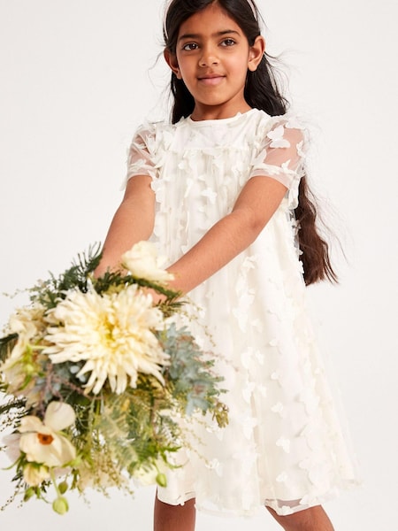 Elfenbeinweiß - 3D Butterfly Party Dress (3-16yrs) (C92120) | 24 € - 30 €
