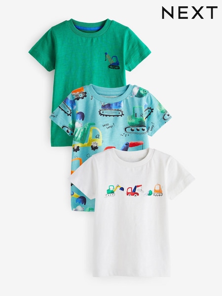 Modra in zelena s kopači - Short Sleeve Character T-Shirts 3 Pack (3mths-7yrs) (C92216) | € 14 - € 17