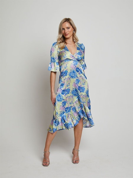 Chi Chi London Yellow Tie Front Floral Print Midi Dress (C92244) | €41.50