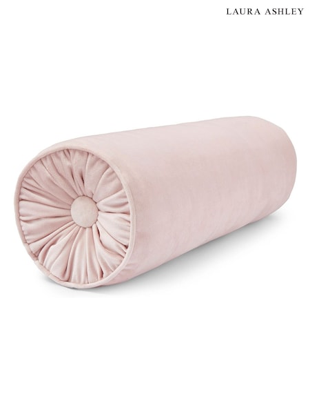 Laura Ashley Velvet Blush Pink Rosanna Bolster Cushion (C92432) | €40