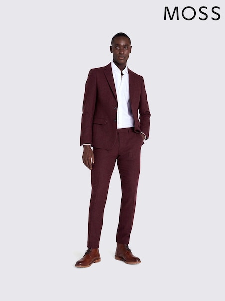 MOSS Red Slim Fit Fig Donegal Tweed Jacket (C92818) | €95