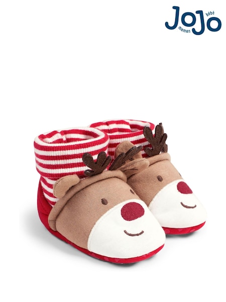 JoJo Maman Bébé Red Reindeer Baby Slippers (C93116) | €23