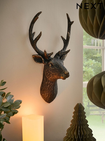 Black Metal Effect 3D Stag Head Wall Art (C93615) | SGD 67