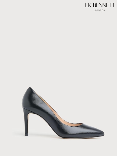 LK Bennett Black Floret Nappa Leather Pointed Toe Courts (C93789) | €253