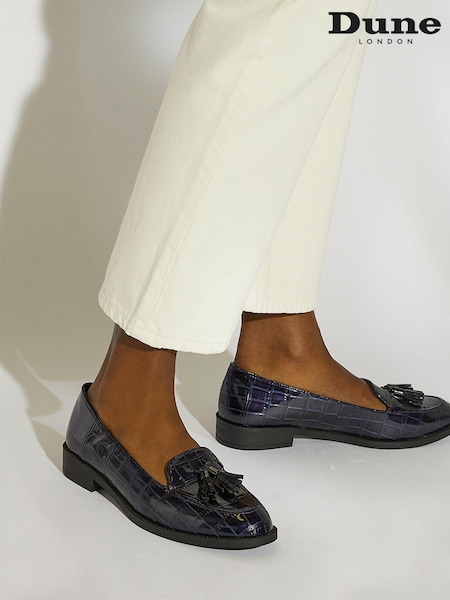 Dune London Black Chrome Standard Fit Global Almond Tassel Loafers (C93890) | €53