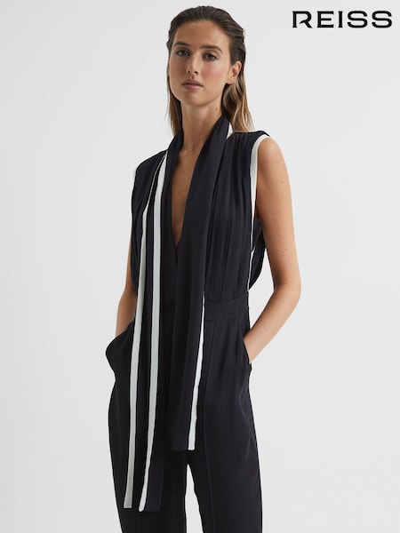 Reiss Celina Neck Tie Wide Leg Jumpsuit (C93986) | R$ 2.450