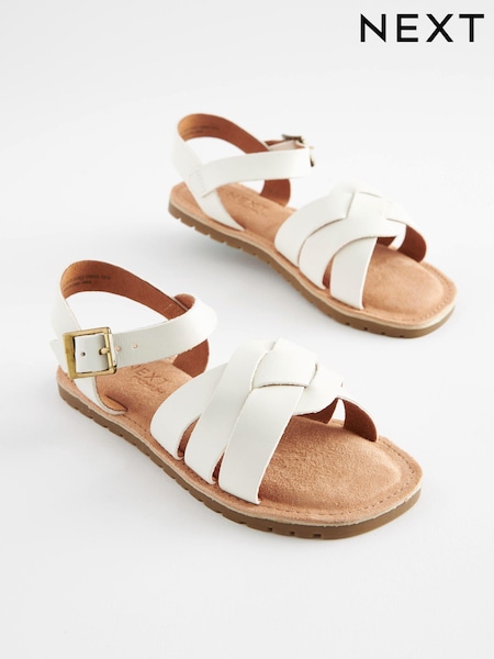 White Wide Fit (G) Woven Leather Sandals (C94342) | € 6 - € 8