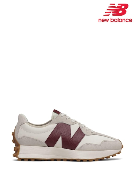New Balance White/Burgundy Womens 327 Trainers (C94386) | €156