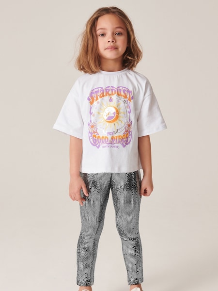 Silver Sparkle Leggings And T-Shirt Set (3-16yrs) (C94486) | € 15 - € 20