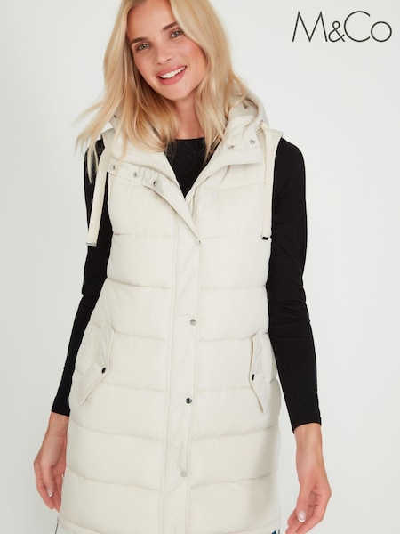 M&Co White Longline Padded Gilet (C94671) | €34
