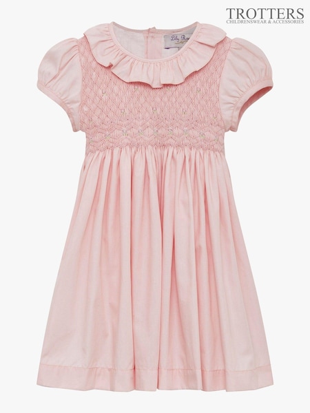 Trotters London Pink Willow 100% Cotton Hand Smocked Dress (C94896) | ‏48 ر.ع.‏ - ‏51 ر.ع.‏