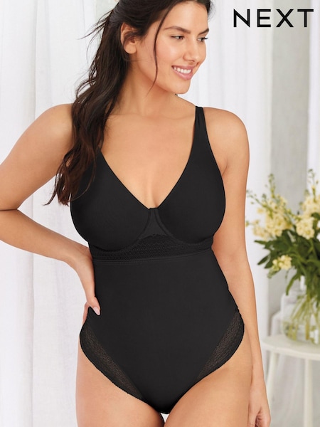 Black DD+ Lace Tummy Control Shaping No VPL, Smoothing, Wired Bodysuit (C95052) | € 27